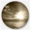 Designart 23-in x 23-in Round Sepia Toned Cloudy Sunrise' Ultra Glossy Metal Circle Wall Art