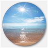 Designart 36-in x 36-in Round Serene Seascape with Bright Sun' Beach Metal Circle Wall Art