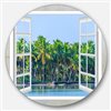 Designart 29-in x 29-in Round Open Window to Seashore Palms' Extra Seashore Metal Circle Wall Art