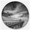 Designart 36-in x 36-in Round Black and White Wooden Bridge and Sky' Pier  Metal Circle Art