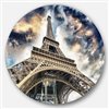 Designart 36-in x 36-in Round Paris Paris Eiffel Tower View from Ground' Ultra Glossy Circle Art