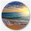Designart 11-in x 11-in Round Layers of Colors on Sunrise Beach' Seascape Metal Circle Wall Art