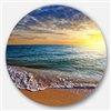 Designart 36-in x 36-in Round Layers of Colors on Sunrise Beach' Seascape Metal Circle Wall Art