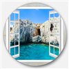 Designart 23-in x 23-in Round Window Open to Sunny Summer Sea' Extra Seashore Metal Circle Art