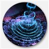 Designart 36-in x 36-in Round Glossy Blue Purple Fractal Flower' Floral Metal Circle Wall Art