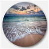 Designart 23-in x 23-in Round Waves Crashing Serene Seashore' Seascape Metal Circle Wall Art