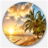 Designart 36-in x 36-in Round Gorgeous Beach of Island Barbados' Seascape Metal Artwork