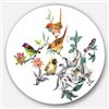 Designart 36-in x 36-in Round Tropical Flowers and Birds' Ultra Glossy Birds Metal Circle Art
