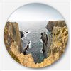 Designart 23-in x 23-in Round Rocky Bay Portugal Panorama' Oversized Beach Metal Circle Wall Art