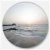 Designart 29-in x 29-in Round Serene Blue Beach with White Sun' Beach Metal Circle Wall Art