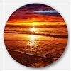 Designart 11-in x 11-in Round Colorful Sunset Mirrored in Waters' Beach Metal Circle Wall Art