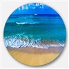 Designart 36-in x 36-in Round Floating Blue Waves Beach' Large Seashore Metal Circle Wall Art