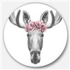 Designart 36-in x 36-in Round Moose with Head Wreath' Ultra Glossy Moose Metal Circle Wall Art