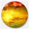 Designart 36-in x 36-in Round Red Dramatic Sky with Yellow Sun' Ultra Glossy Metal Circle Art