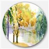 Designart 36-in x 36-in Round Beautiful Autumn Forest Watercolor' Landscape Metal Circle Wall Art