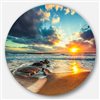 Designart 36-in x 36-in Round Beautiful Cloudscape over the Sea' Beach Metal Circle Wall Art