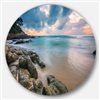 Designart 36-in x 36-in Round Gloomy Tropical Sunset Beach' Extra Large Seascape Metal Wall Decor
