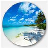 Designart 36-in x 36-in Round Tropical Beach with Palm Shadows' Seashore Metal Circle Wall Art