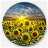 Designart 36-in x 36-in Field of Blooming Sunflowers Large Flower Metal Circle Wall Art