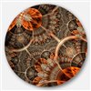 Designart 36-in x 36-in Orange Brown Digital Art Fractal Flower Metal Circle Wall Art