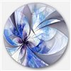 Designart 36-in x 36-in Blue Large Symmetrical Fractal Flower Floral Metal Circle Wall Art