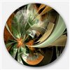 Designart 36-in x 36-in Symmetrical Orange Green Fractal Flower Metal Circle Wall Art