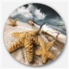 Designart 29-in x 29-in Message Bottle Buried in Sand Seascape Metal Circle Wall Art