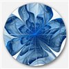 Designart 23-in x 23-in Blue Fractal Flower with Large Petals Floral Metal Circle Wall Art