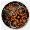 Designart 36-in x 36-in Dark Orange Digital Art Fractal Flower Metal Circle Wall Art