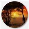 Designart 36-in x 36-in Typical African Sunset with Giraffe African Metal Circle Art