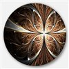 Designart 36-in x 36-in Fractal Flower Brown and Black Digital Art Metal Circle Wall Art