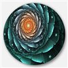 Designart 23-in x 23-in Fractal Flower Turquoise Digital Art Floral Metal Circle Wall Art