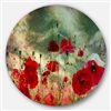 Designart 36-in x 36-in Wild Red Poppy Flowers in Sky Floral Metal Circle Wall Art