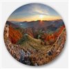 Designart 29-in x 29-in Majestic Sunset in Mountain Landscape Metal Circle Wall Art