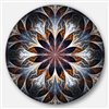 Designart 36-in x 36-in Grey Brown Digital Art Fractal Flower Floral Metal Circle Wall Art