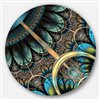 Designart 36-in x 36-in Blue Brown Fractal Floral Pattern Floral Metal Circle Wall Art