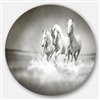 Designart 36-in x 36-in Horses Running Through Water Oversized Animal Wall Art