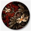 Designart 11-in x 11-in Red and Orange Fractal Flower Pattern Floral Metal Circle Wall Art