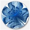 Designart 36-in x 36-in Blue Fractal Flower with Large Petals Floral Metal Circle Wall Art
