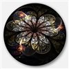 Designart 11-in x 11-in Rounded Glowing Golden Fractal Flower Floral Metal Circle Wall Art
