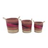 Grayson Lane Set of 3 15-in , 17-in , 20-in Eclectic Pink Sea Grass Storage Basket