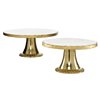 Grayson Lane Set of 2 12-in, 10-in Gold Natural Cake Stand - Stoneware