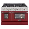 KUCHT 48-in Red Convection Oven/Freestanding Double Oven Gas Range with 8 Burners