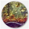 Designart 36-in x 36-in Abstract Fall Watercolour Drawing Landscape Metal Round Wall Decor