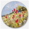 Designart 36-in x 36-in Painted Poppies on Summer Meadow Landscape Metal Circle Wall Art