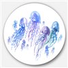 Designart 36-in x 36-in Blue Purple Jellyfish Group Ultra Vibrant Metal Circle Wall Art