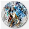 Designart 11-in x 11-in Motorcycle Headlight Watercolour Contemporary Metal Circle Wall Art