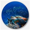 Designart 29-in x 29-in Sea Turtle underwater Ultra Vibrant Abstract Metal Circle Wall Art