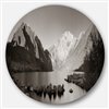 Designart 36-in x 36-in Snow Mountain Lake Panorama Disc Landscape Metal Circle Wall Art