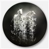 Designart 36-in x 36-in Fantasy White Horses on Black Metal Circle Wall Art